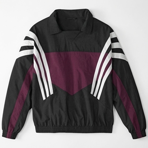 Chaqueta Cortavientos Negra con Rayas Marrones |   Chaqueta Deportiva Retro con Bloques de Color |   Chaqueta Bomber Extra Grande con Cuello Alto |   Fabricante OEM Personalizado - Product Image 1
