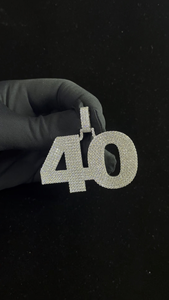 Iced Out Forty Number Pendant Necklace Luxury Hip Hop Numeric Charm Micro Pave Stone Bling Silver Tone - Product Image 4