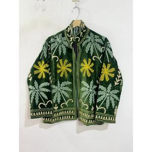 Elegant Autumn Style Handmade Breathable Eco-Friendly Woven Velvet Cotton <b>Jacket</b> Women's <b>Mandarin</b> <b>Collar</b> Full Sleeve - Product Image 1