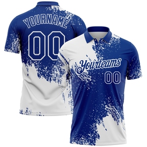 Polo de performance OMMIZ INDUSTRY personnalisé blanc motif 3D abstrait style traîte de pinceau, vente en gros directe - Product Image 1