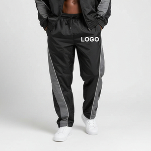 Pantalon de survêtement coupe ample en nylon pour homme, avec taille élastique et cordon de serrage, jambe droite, idéal pour le sport et les loisirs - Product Image 2