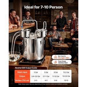 Kit de brassage maison 50L (13,2 Gal) avec distillateur d'alcool, fût Thumper, 10 pots en verre de 16oz, thermomètre à double échelle et pompe à eau - Product Image 2