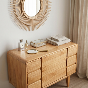 Premium Solid Oak Wood Mid Century Modern Chest Of Drawers Sideboard Credenza For Living Room - Product Image 6