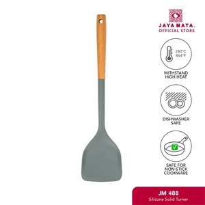 Jaya Mata JM488 <b>Silicone</b> Spatula Turner Wood Handle 240C Heat Resistant Anti-Slip Oven Safe Cooking <b>Tool</b> for Non-Stick Frying - Product Image 4