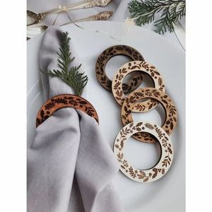Nuevo anillo de servilleta de madera MDF cortado con láser, con nombre y diseño personalizados, para decoración de mesas en bodas y eventos. - Product Image 2