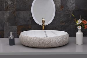 Luxury Designer White Marble Countertop Sink Wash <b>Basin</b>-Durable & Eco-Friendly for Home Restaurant Hotel Use - Product Image 2