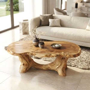 Handcraft Farmhouse <b>Coffee</b> <b>Table</b> Curved Leg Design Center Tea <b>Table</b> for Living Room Home OfficeNatural Wooden Live Edge <b>Table</b> - Product Image 4