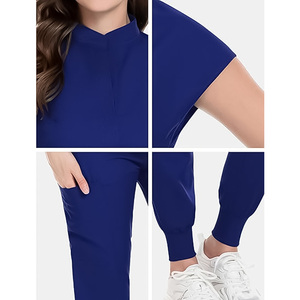 Conjunto de Uniforme Médico Azul Marino para Mujer, Pantalones y Blusa de Algodón y Poliéster, Ropa de Trabajo para Enfermeras - Product Image 6