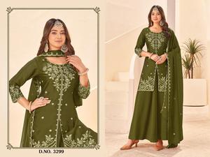 Salwar Kameez pour femme en Georgette Rangoli avec broderie et doublure, style moderne, tenue de mariage - Product Image 3