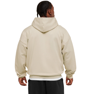 Sudadera con capucha y cremallera completa para hombre, estilo oversize, color gris guijarro, de forro polar grueso, corte relajado, estilo casual urbano. - Product Image 2