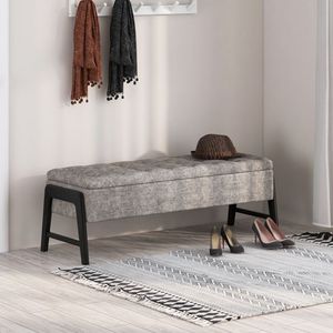 Panca Moderna in Ciniglia con Gambe in Legno di Gomma Massiccio, Arredamento per Soggiorno - Product Image 6