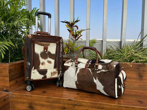 ชุดกระเป๋าเดินทางทรงดัฟเฟิลกระเป๋าเดินทางความจุขนาดใหญ่ทำจากหนังวัวแท้สำหรับทุกเพศ - Product Image 3