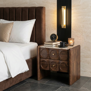 Mesita de Noche Moderna de Madera con Tapa de Mármol, Mueble de Almacenamiento Independiente para Dormitorio, Mesa Auxiliar para Sala de Estar u Oficina en Casa - Product Image 1