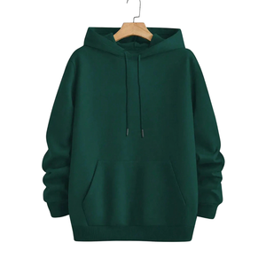 Sweat à capuche vert uni pour homme, en molleton doux à manches longues, style décontracté streetwear, avec poche kangourou, chaud - Product Image 3