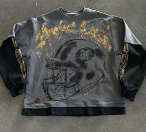 เสื้อยืดสกรีนลายแบบกำหนดเอง ผ้าริป 250 แกรม แขนยาวสองชั้น ปลายแขนแบบพับ ซักฟอกสีซีดแบบ Stone Wash ทรงบ็อกซี่ ครอป - Product Image 5