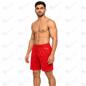<b>Men's</b> <b>Red</b> Mesh <b>Shorts</b> Mid Waist Drawstring Quick Dry Casual Athletic Solid Color Breathable Woven Fabric Mesh <b>Shorts</b> for <b>Men</b> - Product Image 2