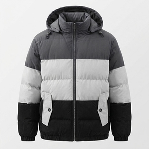 Blouson matelassé personnalisé pour homme, col montant, en toile, color block, chaud, imperméable, coupe-vent, pour l'hiver, vente en gros OEM - Product Image 2
