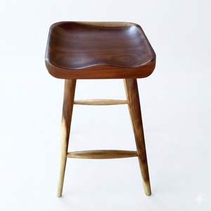 Modern Rustic Solid Suar Wood Jepara Artisan Commercial Bar <b>Stool</b> Durable Curved Seat Counter <b>Dining</b> Farmhouse Home Bar Hotel - Product Image 2