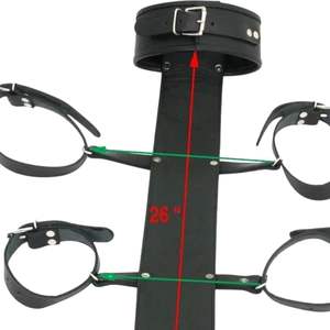 9 Piece Leather <b>Bondage</b> Kit with Cuffs Collar Leash and Connectors - Product Image 3