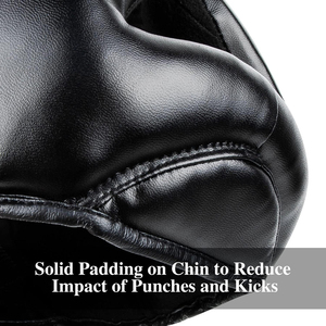 Stealth Black Boxing <b>Head</b> Guard with Adjustable Velcro Premium Leather Full Face Saver Protection Helmet Private Label Factory - Product Image 3