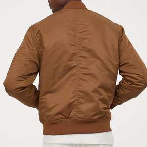 Veste bomber d'hiver en molleton de coton pour homme avec logo personnalisé, couleur unie, fermeture éclair, vente en gros - Product Image 3