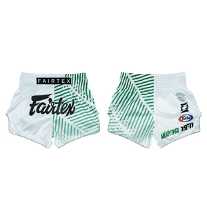 Pantalones Cortos de Boxeo Muay Thai para Hombre Fair Tex, Diseño Deportivo con Rayas Blancas y Verdes, Cintura Elástica de Satén, Transpirables, Venta al Por Mayor RTS - Product Image 2