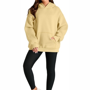 Sweat à capuche surdimensionné en coton 100 % premium, personnalisé, à épaules tombantes, en toile respirante, rose foncé, avec logo frontal, pour femme, hiver - Product Image 1