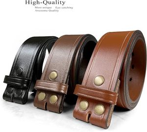Ceinture vintage pour homme en cuir de vache véritable marron, boucle à ardillon décontractée, rivets en cuivre, haute résistance - Product Image 2