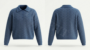 Pull en maille tendance et élégant à col polo, confortable pour homme, vente en gros, chemises polo en coton et polyester - Product Image 6