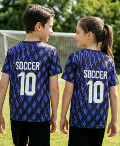Ensemble maillot et short de football pour jeunes garçons et filles, tenue d'équipe à manches courtes, uniforme de football respirant, vêtements d'équipe personnalisés sublimés pour enfants - Product Image 2