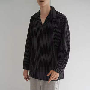 เสื้อเชิ้ตลำลองผู้ชายแบบ OEM สำหรับฤดูใบไม้ผลิและฤดูใบไม้ร่วง |   ผ้าทอลายทางสีพื้น - Product Image 4