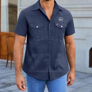 Chemise de travail en denim réfléchissante antistatique FR de sécurité pour hommes, 100% coton léger, ignifuge, pour ouvriers du pétrole, CAT2 - Product Image 2