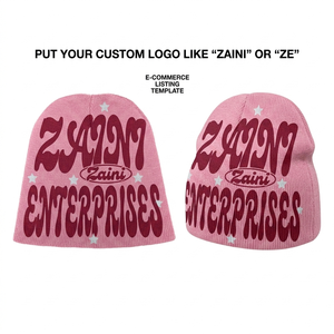 ZAINI Premium Computer Knitted Acrylic Unisex Beanie <b>Cap</b> 320GSM Black Winter <b>Hat</b> with Embroidery Character Style Casual Ski - Product Image 1