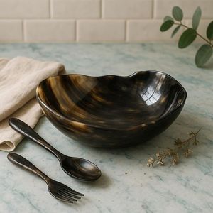 Bol en corne de buffle poli Viking pour fruits et légumes, écologique, fait main en Inde - Product Image 5