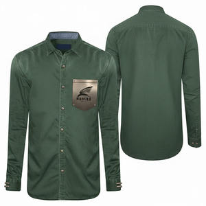 High Quality <b>Men's</b> Large Size Knitted <b>Denim</b> <b>Shirts</b> Casual Style Eco-Friendly Breathable Solid Blue Color - Product Image 2