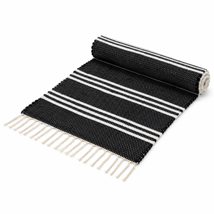 Black White Cotton <b>Throw</b> <b>Knitted</b> Striped Soft Eco-Friendly Blanket Fringe Rug for Living Room Office Home - Product Image 5
