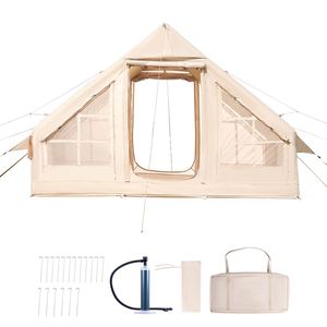 Tenda da Campeggio Gonfiabile per 3-5 Persone con Montaggio Facile, Tenda Glamping 4 Stagioni in Oxford 300D Rivestito in TPU, Compatibile con Pompa Manuale e Stufa - Product Image 1