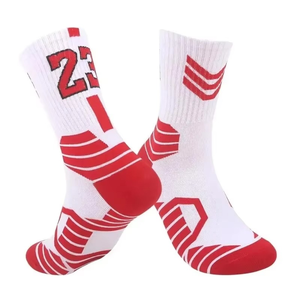 White Athletic <b>Socks</b> with Number 34 Geometric Pattern Breathable <b>Polyester</b> Cotton Ankle Length for Basketball Adults Summer - Product Image 2