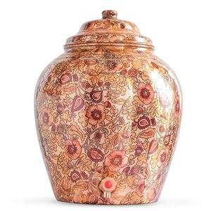 Distributeur d'eau en cuivre à motif floral avec couvercle et robinet pour usage domestique - Product Image 5