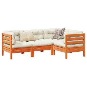 Set di Divani Modulari da Giardino di Medie Dimensioni in Legno di Pino Massiccio Marrone Cerato, Collezione di Mobili da Esterno - Product Image 1