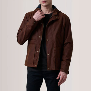 Chaqueta Bomber Impermeable de Lona para Hombre, Diseño Elegante, Color Liso, Mangas Largas, Estilo Casual - Product Image 1