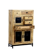 Meuble de rangement multi-tiroirs en bois brut de mangue au design industriel moderne, collection de qualité pour salle à manger, maison, salon, hôtel