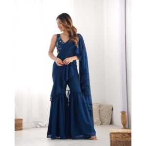 Robes de soirée Prêt-à-porter Saree Sharara élégant pour les fêtes - Product Image 4