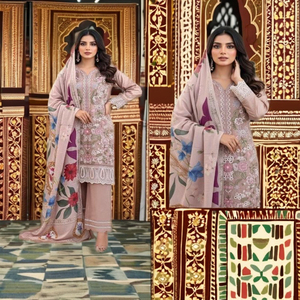 Dernière collection de salwar kameez en mousseline avec broderie, fabricant et fournisseur de mode féminine de Surat - Product Image 1