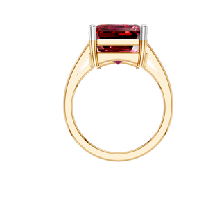 Lujoso anillo de declaración de oro sólido de 14K y 18K para mujer, estilo clásico, corte esmeralda, piedras preciosas de rubí Natural, venta al por mayor para boda - Product Image 4