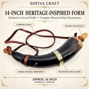SOFIYA CRAFT Tapón de Madera de Cuerno de Búfalo Hecho a Mano, Ecológico, con Tacto Real, Forma Natural, Estilo Animal, con Correa de Cuero y Latón - Product Image 2