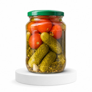 Premium Quality Top Selling Tasty Special Offer <b>Pickled</b> Assorty Cucumber and Tomato Packed in 500ml Mason <b>Jar</b> - Product Image 1