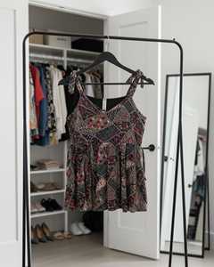 Robe Courte en Coton Col V Sans Manches Coupe Ample Motif Floral pour Femme Tenue Formelle d'Été avec Broderie et Ourlet Cache-cœur - Product Image 2
