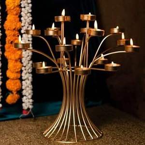 Porte-bougie en métal de qualité durable, pot à bougie doré unique pour la maison, les mariages, les accents décoratifs, le salon, la chambre, la salle à manger, à bon prix - Product Image 2