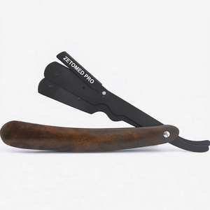 Navaja de afeitar tradicional con mango de madera oscura de primera calidad - Product Image 3